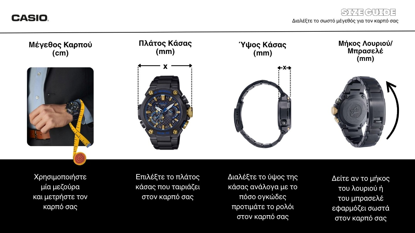 Οδηγός Μεγεθών CASIO
